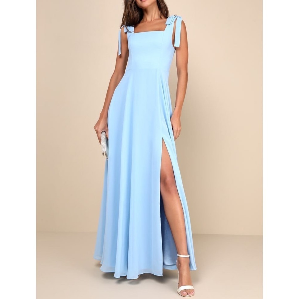 NWT Lulus Love Me Forever Light Blue Square Neck Maxi Dress XL